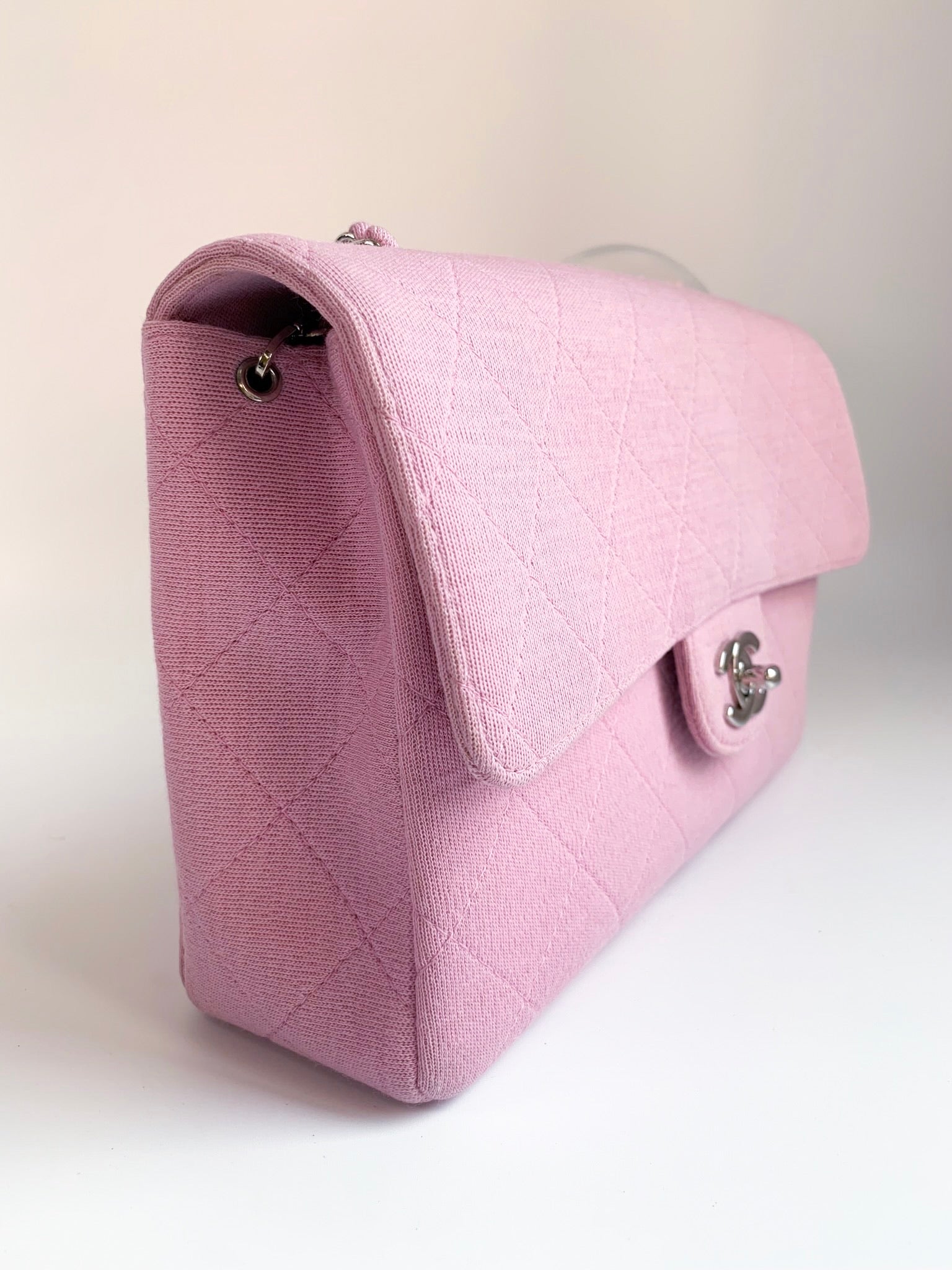 Vintage Chanel Pink Jersey Medium Timeless classic flap bag Cloth  ref228953  Joli Closet